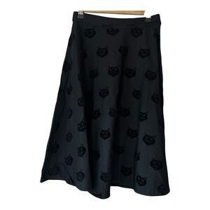 ModCloth Black Cat Print A-Line Skirt